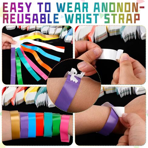 Tudomro 12000 Pcs Paper Wristbands Arm Bands for Events Neon Wrist Bands Lightweight Colored Concert Party Wristbands Adhesive Party Armbands Paper Bracelets Waterproof Hand Bands (Bright Color) in Kuwait