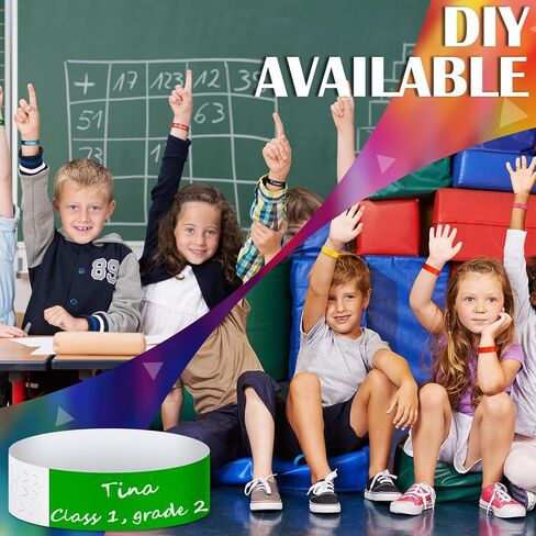 Tudomro 12000 Pcs Paper Wristbands Arm Bands for Events Neon Wrist Bands Lightweight Colored Concert Party Wristbands Adhesive Party Armbands Paper Bracelets Waterproof Hand Bands (Bright Color) in Kuwait