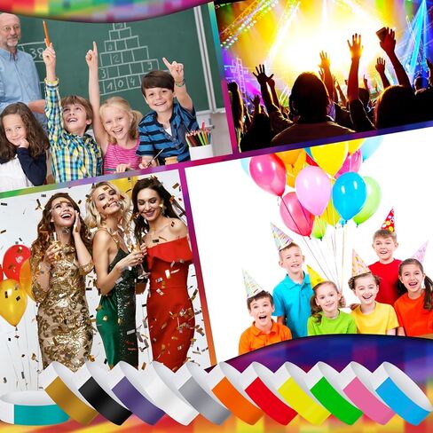 Tudomro 12000 Pcs Paper Wristbands Arm Bands for Events Neon Wrist Bands Lightweight Colored Concert Party Wristbands Adhesive Party Armbands Paper Bracelets Waterproof Hand Bands (Bright Color) in Kuwait