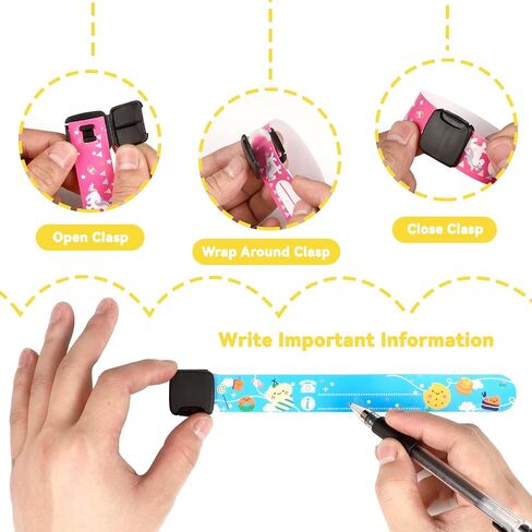 14 Pieces Children Safety ID Wristband Reusable Identification Bracelets Waterproof ID Band Safety Wristband for Boys and Girls (Cute Style) in Saudi Arabia