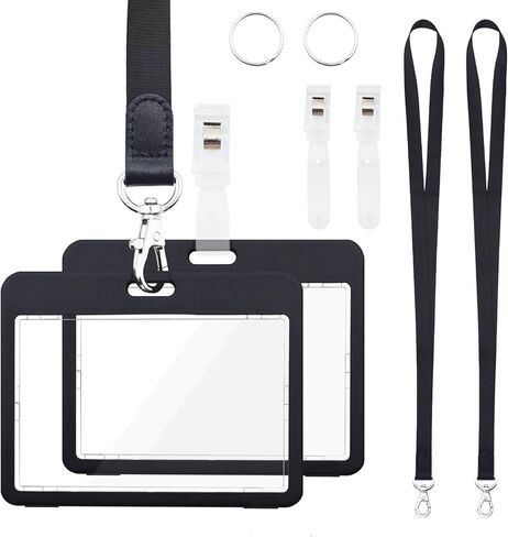 BOKOVNGEE حامل شارة الهوية على الوجهين حامل بطاقة اسم شفاف مقاوم للماء حامل بطاقة الهوية شديد التحمل مع حبل، لبطاقات الائتمان الخاصة بمكتب المدرسة (بوصة، 2.76 × 4.33) in Kuwait