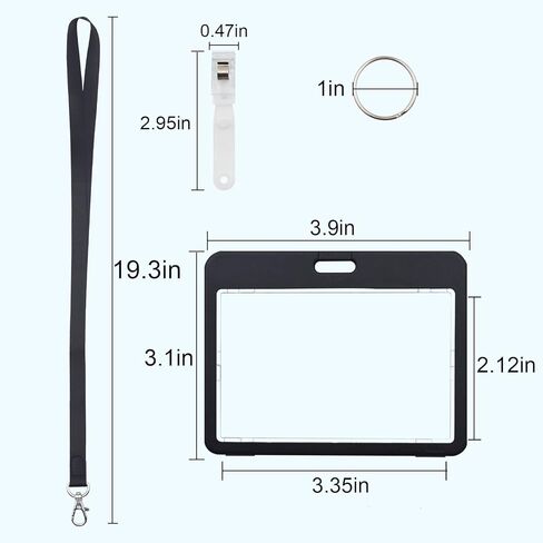 BOKOVNGEE حامل شارة الهوية على الوجهين حامل بطاقة اسم شفاف مقاوم للماء حامل بطاقة الهوية شديد التحمل مع حبل، لبطاقات الائتمان الخاصة بمكتب المدرسة (بوصة، 2.76 × 4.33) in Kuwait