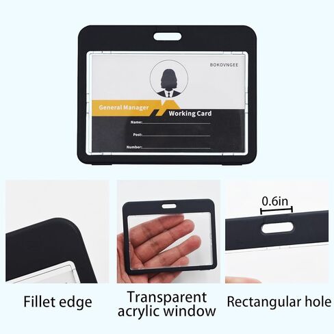 BOKOVNGEE حامل شارة الهوية على الوجهين حامل بطاقة اسم شفاف مقاوم للماء حامل بطاقة الهوية شديد التحمل مع حبل، لبطاقات الائتمان الخاصة بمكتب المدرسة (بوصة، 2.76 × 4.33) in Kuwait