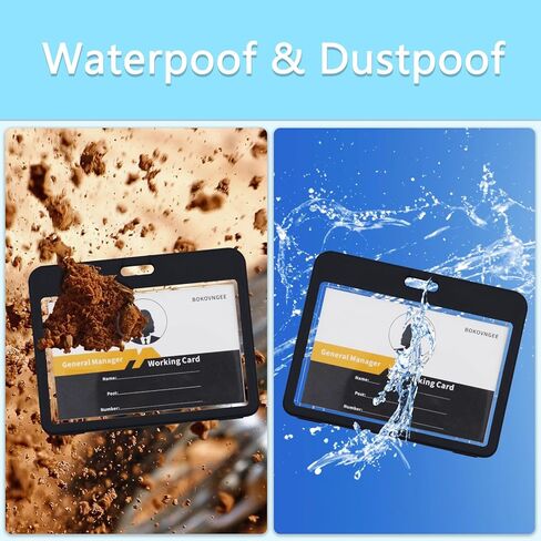 BOKOVNGEE حامل شارة الهوية على الوجهين حامل بطاقة اسم شفاف مقاوم للماء حامل بطاقة الهوية شديد التحمل مع حبل، لبطاقات الائتمان الخاصة بمكتب المدرسة (بوصة، 2.76 × 4.33) in Kuwait