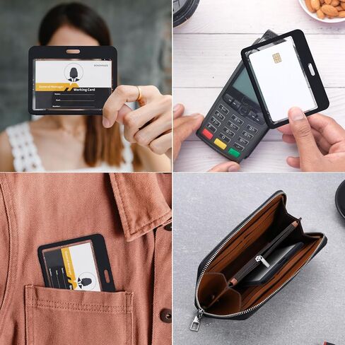 BOKOVNGEE حامل شارة الهوية على الوجهين حامل بطاقة اسم شفاف مقاوم للماء حامل بطاقة الهوية شديد التحمل مع حبل، لبطاقات الائتمان الخاصة بمكتب المدرسة (بوصة، 2.76 × 4.33) in Kuwait