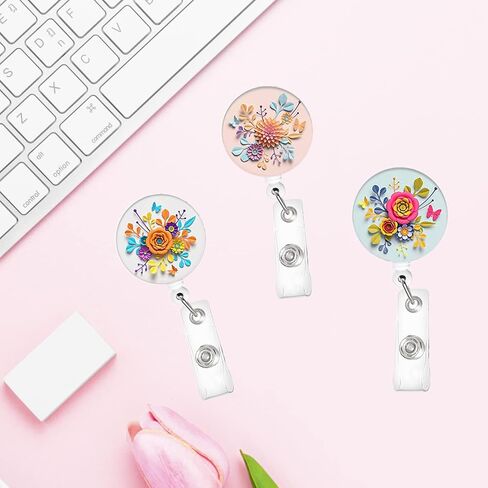 3Pcs Retractable Badge Reel Holders, Cute Animals Badge Holders with Alligator Clip, Name ID Card Badge Reels for Teachers Students Doctors Nurses Volunteers in Saudi Arabia