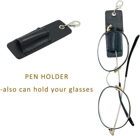 Genuine Leather Pen Holder, 2 Pack Boshiho Pen Pencil Holders for Badge Holder or Neck Lanyard (Black 2) in Kuwait