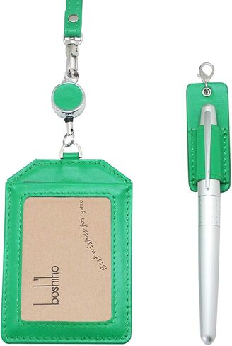 Genuine Leather Pen Holder, 2 Pack Boshiho Pen Pencil Holders for Badge Holder or Neck Lanyard (Black 2) in Kuwait