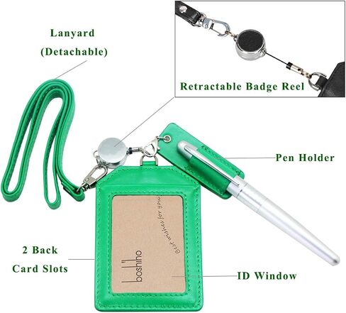 Genuine Leather Pen Holder, 2 Pack Boshiho Pen Pencil Holders for Badge Holder or Neck Lanyard (Black 2) in Kuwait