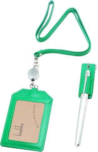 Genuine Leather Pen Holder, 2 Pack Boshiho Pen Pencil Holders for Badge Holder or Neck Lanyard (Black 2) in Kuwait