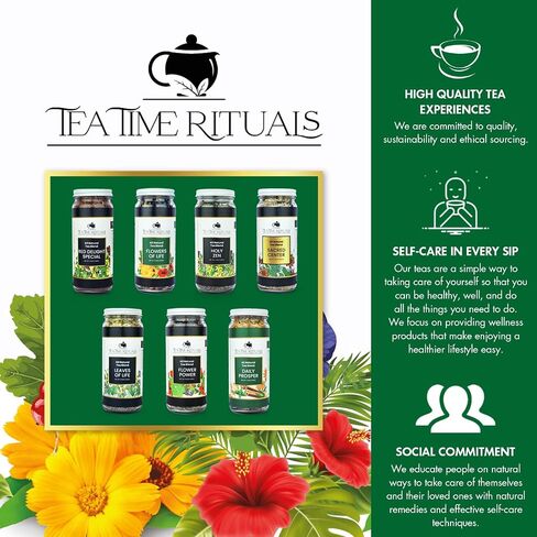 Tea Time Rituals - Flower Power - All Natural Loose Leaf Herbal Tea Blend (Hibiscus Flowers, Moringa Leaf, Elderberries, Ginger) 16oz Jar in Saudi Arabia