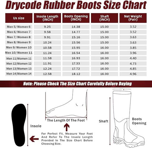 أحذية مطاطية من DRYCODE للرجال والنساء، أحذية مطاطية دافئة مقاومة للماء مقاس 6 مم من النيوبرين، حذاء مطر خارجي، بني، مقاس 5-14 in Kuwait