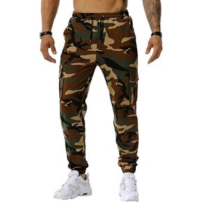 GENERIC Men's Camo Cargo Pants Tactical Pants with Pockets Stretch Joggers Outdoor Trouser Drawstring Sweatpants for Men in Kuwait