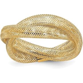14K Gold Twisted Woven Mesh Stretch Ring Size 7 in Kuwait