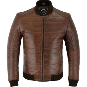 Leathers Men's Down Bomber Leather Jacket – Lambskin Mens Leather Jacket for Smart Casual – Leather Motorcycle Jacket Men in Saudi Arabia