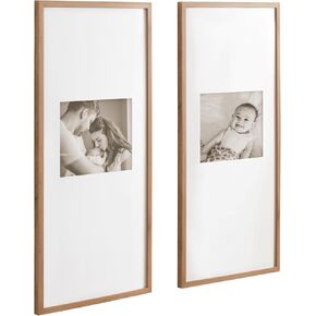 Kate and Laurel Gallery Rectangular Panel Picture Frame Set of 2, 14 x 30 matted to 8 x 10, Light Natural, Modern Tall Two-Piece Photo Frame Set for Gallery Wall Decor in Living Room Wall Display in Saudi Arabia