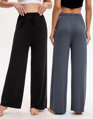 2 Pack Women’s Wide Leg Pants - Soft Comfy Yoga Pants, Casual Lounge Pajama Bottoms for Women in Saudi Arabia