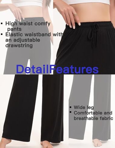 2 Pack Women’s Wide Leg Pants - Soft Comfy Yoga Pants, Casual Lounge Pajama Bottoms for Women in Saudi Arabia