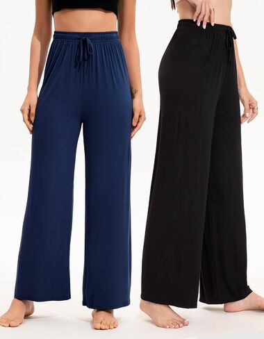 2 Pack Women’s Wide Leg Pants - Soft Comfy Yoga Pants, Casual Lounge Pajama Bottoms for Women in Saudi Arabia
