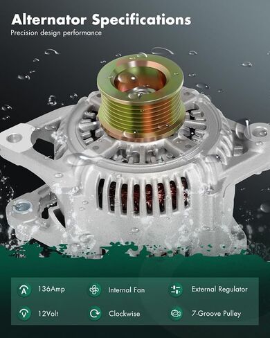 SCITOO Alternator Fit for Dodge for Ram 1500 2500 3500 4000 Van 99-00, Dakota Durango 99-00, 3.9L 5.2L 5.9L 8.0L - 12V 136Amp CW 7-Groove Pulley, Replace OE 13824 AND0129 113364 05104763AA 5104763AA in Saudi Arabia