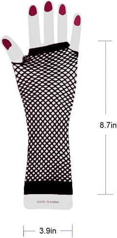 2 Pairs Fishnet Gloves Women's Mesh Fingerless Gloves for 80s Costume Theme Party, Pink, Long in Kuwait