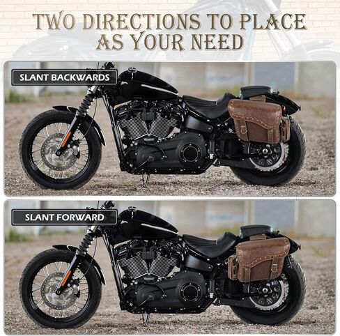 NICECNC Motorcycle Saddle Bags, PU leather Motorcycle Saddlebags, Reinforced Straps & Saddle Piece, with Cup Holder, Throw Over Saddle Bags Side Bags Universal Motorcycle Accessories, BROWN in Kuwait