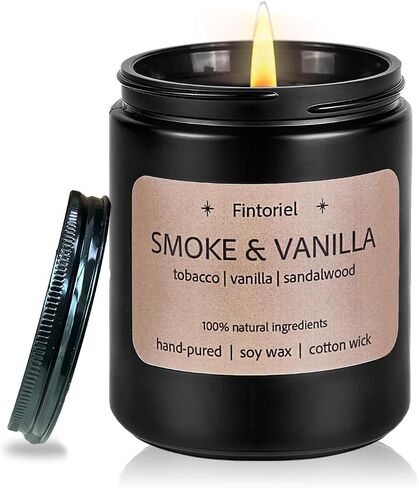 Smoke & Vanilla Scented Candle – 7oz Soy Wax, 45 Hour Burn Time, Subtle & Non-Irritating Fragrance, Long Lasting Cotton Wick Candle for Home, Bedroom, Living Room Decor in Saudi Arabia