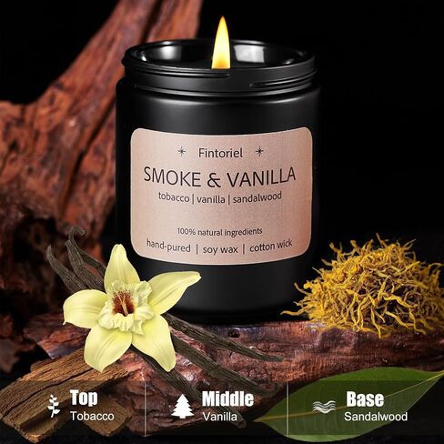 Smoke & Vanilla Scented Candle – 7oz Soy Wax, 45 Hour Burn Time, Subtle & Non-Irritating Fragrance, Long Lasting Cotton Wick Candle for Home, Bedroom, Living Room Decor in Saudi Arabia