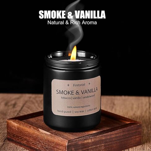Smoke & Vanilla Scented Candle – 7oz Soy Wax, 45 Hour Burn Time, Subtle & Non-Irritating Fragrance, Long Lasting Cotton Wick Candle for Home, Bedroom, Living Room Decor in Saudi Arabia