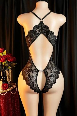 Women Sexy Lingerie Set Women's Deep V Lace Teddy One Piece Lingerie Cutout Bodysuit in Saudi Arabia