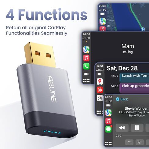 محول CarPlay Mini اللاسلكي لـ iPhone ، محول CarPlay USB/Type C ، ترقية سهلة من السلكية إلى اللاسلكي ، والتوصيل والتشغيل ، والتصميم المدمج لتوصيل السيارات السلس ، والأسود in Kuwait