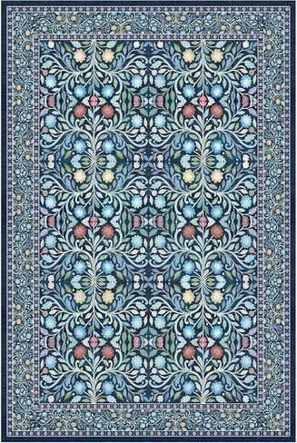 5 x 7 Area Rugs for Living Room, Washable Floral Vintage Rugs Non-Slip Ultra-Thin Indoor Green Boho Rug for Bedroom Kitchen Dining Room Nursery Office Stain Resistant Floor Carpet in Kuwait