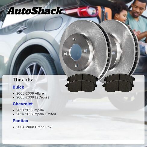 AutoShack Rear Brake Rotors Ceramic Brake Pads | Replacement for 2010-2013 Chevrolet Impala 2014-2016 Impala Limited 2005-2009 Buick LaCrosse Allure 2004-2008 Pontiac Grand Prix | 6-PC Brake Kit in Saudi Arabia