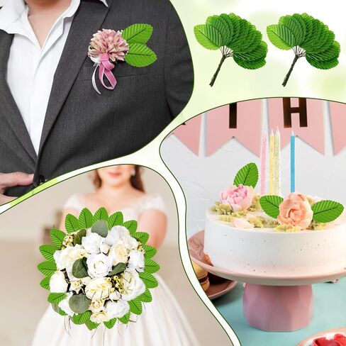 200 Pcs Green Leaves for Crafts, Silk Leaf Artificial Fabric Leaves Bulk, Faux Wired Single Rose Leaf Corsage Bouquet Wreaths Garlands Christmas Decorations in Saudi Arabia