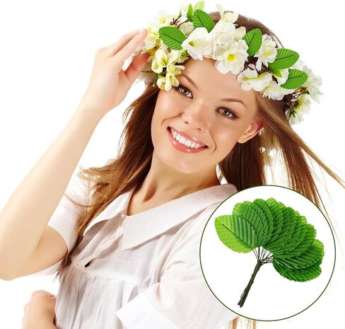200 Pcs Green Leaves for Crafts, Silk Leaf Artificial Fabric Leaves Bulk, Faux Wired Single Rose Leaf Corsage Bouquet Wreaths Garlands Christmas Decorations in Saudi Arabia