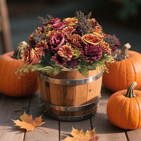 Artificial Fake Mums Flowers for Outdoors Decoration - 3 Bundles Faux Fall Chrysanthemum Rose Daisy Bouquet Silk Flower UV Resistant for Indoor Vase Party Table Decor in Saudi Arabia
