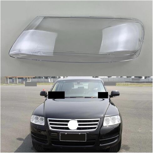 متوافق مع VW Touareg 2003-2006 غطاء المصباح الأمامي للسيارة كشافات زجاجية عدسة غطاء تلقائي شفاف قبعات عاكس الضوء (1 قطعة الجانب الأيمن) in Saudi Arabia