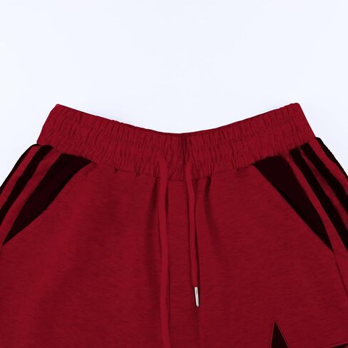 Women's Y2K Star Baggy Wide Leg Sweatpants with Pockets High Waist Drawstring Stripes Patchwork Pants in Saudi Arabia