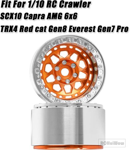 عجلات Beadlock RC مقاس 2.2 بوصة لـ 1/10 RC Crawler Axia1 SCX10 Capra، AMG 6x6، TRX4، Redcat Gen8 Everest Gen7 Pro، عجلات RC من سبائك الألومنيوم 2.2 عجلات Beadlock 2.2 إطارات Beadlock، 4 قطع، قوس قزح والتيتانيوم in Kuwait
