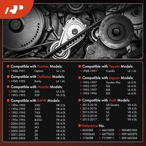 حزام قيادة أفعواني للمحرك A-Premium متوافق مع سيارات تويوتا، بي ام دبليو، أودي، جاكوار، مازدا، دايهاتسو وبونتياك - كورولا، 530i، 540i، 740i، 740iL، 840Ci، M5، Z8، A8 Quattro، RS7، S6، S7، والمزيد in Saudi Arabia