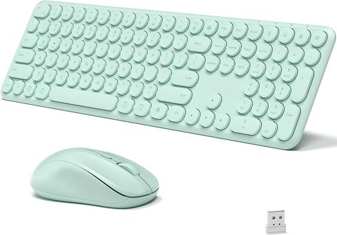 Wireless Keyboard and Mouse Combo, 110 Round Quiet Keys, Adjustable Optical Mouse, Share 1xUSB Receiver, Power Switch, for Windows Mac(Blue) in Saudi Arabia