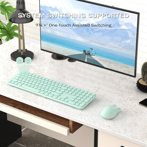 Wireless Keyboard and Mouse Combo, 110 Round Quiet Keys, Adjustable Optical Mouse, Share 1xUSB Receiver, Power Switch, for Windows Mac(Blue) in Saudi Arabia