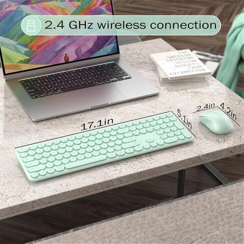 Wireless Keyboard and Mouse Combo, 110 Round Quiet Keys, Adjustable Optical Mouse, Share 1xUSB Receiver, Power Switch, for Windows Mac(Blue) in Saudi Arabia