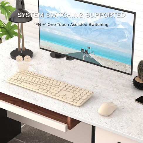 Wireless Keyboard and Mouse Combo, 110 Round Quiet Keys, Adjustable Optical Mouse, Share 1xUSB Receiver, Power Switch, for Windows Mac(Blue) in Saudi Arabia