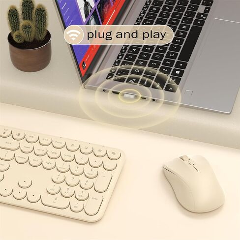 Wireless Keyboard and Mouse Combo, 110 Round Quiet Keys, Adjustable Optical Mouse, Share 1xUSB Receiver, Power Switch, for Windows Mac(Blue) in Saudi Arabia
