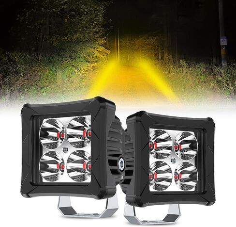 4WDKING العنبر 3 بوصة LED القرون أضواء مكعب 2 قطعة 40 واط LED على الطرق الوعرة العمل القيادة خندق ضوء شاحنة الضباب مصباح الذيل ضوء IP69K مقاوم للماء لشاحنة جيب سيارات رانجلر ATV UTV قارب in Kuwait