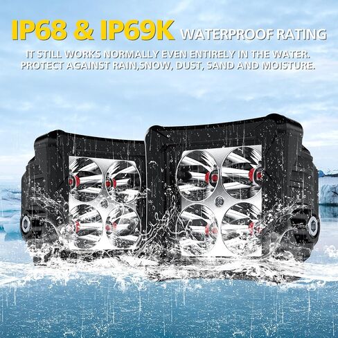 4WDKING العنبر 3 بوصة LED القرون أضواء مكعب 2 قطعة 40 واط LED على الطرق الوعرة العمل القيادة خندق ضوء شاحنة الضباب مصباح الذيل ضوء IP69K مقاوم للماء لشاحنة جيب سيارات رانجلر ATV UTV قارب in Kuwait