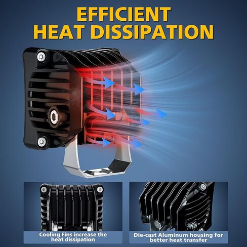 4WDKING العنبر 3 بوصة LED القرون أضواء مكعب 2 قطعة 40 واط LED على الطرق الوعرة العمل القيادة خندق ضوء شاحنة الضباب مصباح الذيل ضوء IP69K مقاوم للماء لشاحنة جيب سيارات رانجلر ATV UTV قارب in Kuwait