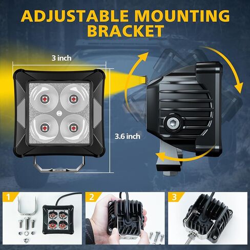 4WDKING العنبر 3 بوصة LED القرون أضواء مكعب 2 قطعة 40 واط LED على الطرق الوعرة العمل القيادة خندق ضوء شاحنة الضباب مصباح الذيل ضوء IP69K مقاوم للماء لشاحنة جيب سيارات رانجلر ATV UTV قارب in Kuwait