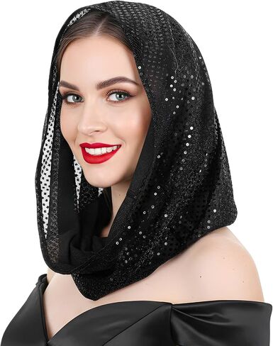 غطاء رأس بترتر للجنسين، وشاح رأس باندانا لامع، زي المهرجانات وإكسسوارات أزياء ماردي غرا، والهالوين والحفلات الموسيقية، وشاح رأس أسود in Saudi Arabia
